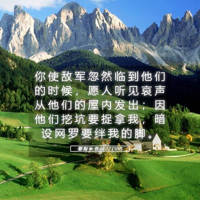 Picture 05 - 耶 利 米 书 18:22 CUVS - 你 使 敌 军 忽 然 临 到 他 们 的 时 - Bible Verse Picture