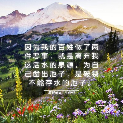 Picture 05 - 耶 利 米 书 2:13 CUVS - 因 为 我 的 百 姓 做 了 两 件 恶 事 - Bible Verse Picture
