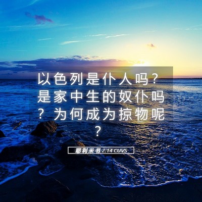 Picture 05 - 耶 利 米 书 2:14 CUVS - 以 色 列 是 仆 人 吗 ？ 是 家 中 生 - Bible Verse Picture