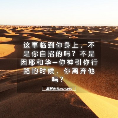 Picture 05 - 耶 利 米 书 2:17 CUVS - 这 事 临 到 你 身 上 ， 不 是 你 自 - Bible Verse Picture