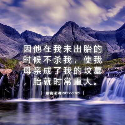 Picture 05 - 耶 利 米 书 20:17 CUVS - 因 他 在 我 未 出 胎 的 时 候 不 杀 - Bible Verse Picture