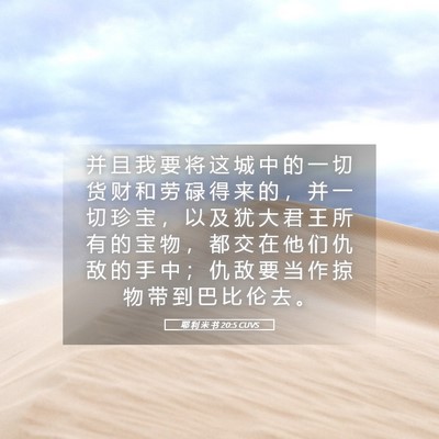 Picture 05 - 耶 利 米 书 20:5 CUVS - 并 且 我 要 将 这 城 中 的 一 切 货 - Bible Verse Picture