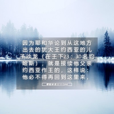 Picture 05 - 耶 利 米 书 22:11 CUVS - 因 为 耶 和 华 论 到 从 这 地 方 出 - Bible Verse Picture