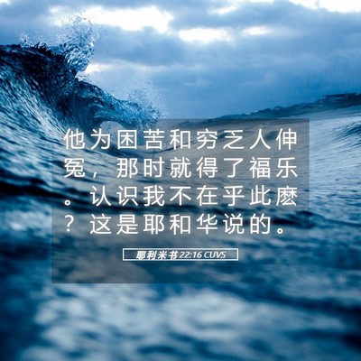 Picture 05 - 耶 利 米 书 22:16 CUVS - 他 为 困 苦 和 穷 乏 人 伸 冤 ， 那 - Bible Verse Picture