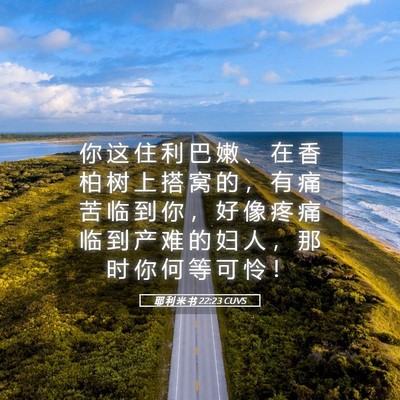 Picture 05 - 耶 利 米 书 22:23 CUVS - 你 这 住 利 巴 嫩 、 在 香 柏 树 上 - Bible Verse Picture