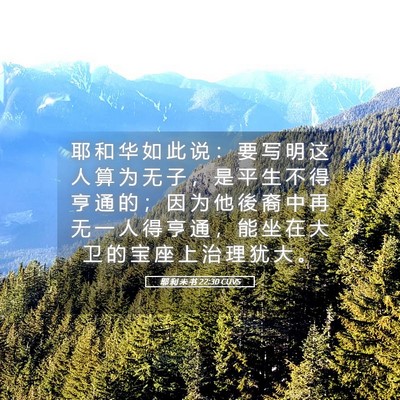 Picture 05 - 耶 利 米 书 22:30 CUVS - 耶 和 华 如 此 说 ： 要 写 明 这 人 - Bible Verse Picture