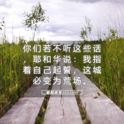 Picture 05 - 耶 利 米 书 22:5 CUVS - 你 们 若 不 听 这 些 话 ， 耶 和 华 - Bible Verse Picture