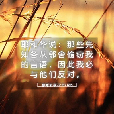 Picture 05 - 耶 利 米 书 23:30 CUVS - 耶 和 华 说 ： 那 些 先 知 各 从 邻 - Bible Verse Picture