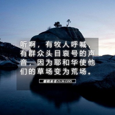 Picture 05 - 耶 利 米 书 25:36 CUVS - 听 啊 ， 有 牧 人 呼 喊 ， 有 群 众 - Bible Verse Picture