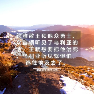Picture 05 - 耶 利 米 书 26:21 CUVS - 约 雅 敬 王 和 他 众 勇 士 、 众 首 - Bible Verse Picture