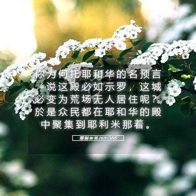 Picture 05 - 耶 利 米 书 26:9 CUVS - 你 为 何 托 耶 和 华 的 名 预 言 ， - Bible Verse Picture