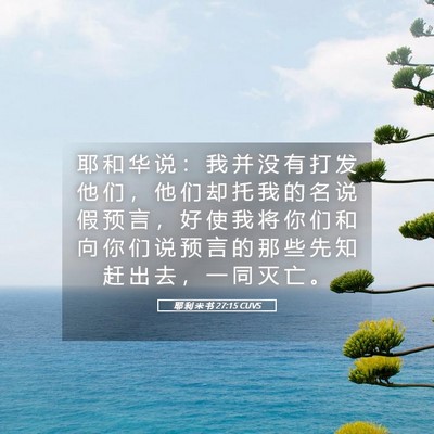 Picture 05 - 耶 利 米 书 27:15 CUVS - 耶 和 华 说 ： 我 并 没 有 打 发 他 - Bible Verse Picture