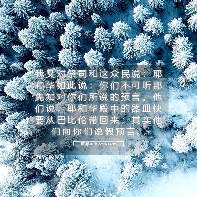 Picture 05 - 耶 利 米 书 27:16 CUVS - 我 又 对 祭 司 和 这 众 民 说 ： 耶 - Bible Verse Picture