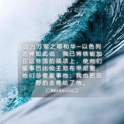 Picture 05 - 耶 利 米 书 28:14 CUVS - 因 为 万 军 之 耶 和 华 ─ 以 色 列 - Bible Verse Picture