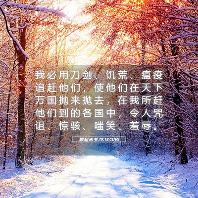 Picture 05 - 耶 利 米 书 29:18 CUVS - 我 必 用 刀 剑 、 饥 荒 、 瘟 疫 追 - Bible Verse Picture