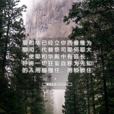 Picture 05 - 耶 利 米 书 29:26 CUVS - 耶 和 华 已 经 立 你 西 番 雅 为 祭 - Bible Verse Picture