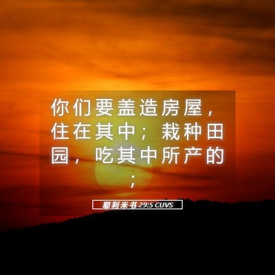 Picture 05 - 耶 利 米 书 29:5 CUVS - 你 们 要 盖 造 房 屋 ， 住 在 其 中 - Bible Verse Picture