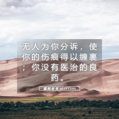 Picture 05 - 耶 利 米 书 30:13 CUVS - 无 人 为 你 分 诉 ， 使 你 的 伤 痕 - Bible Verse Picture