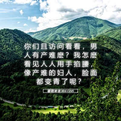 Picture 05 - 耶 利 米 书 30:6 CUVS - 你 们 且 访 问 看 看 ， 男 人 有 产 - Bible Verse Picture