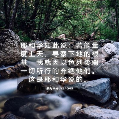 Picture 05 - 耶 利 米 书 31:37 CUVS - 耶 和 华 如 此 说 ： 若 能 量 度 上 - Bible Verse Picture