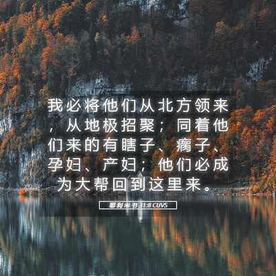 Picture 05 - 耶 利 米 书 31:8 CUVS - 我 必 将 他 们 从 北 方 领 来 ， 从 - Bible Verse Picture