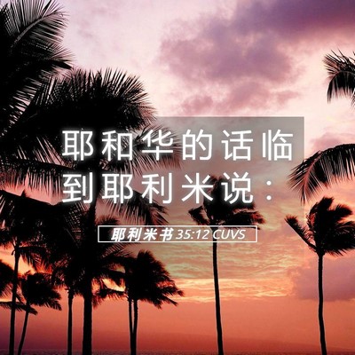 Picture 05 - 耶 利 米 书 35:12 CUVS - 耶 和 华 的 话 临 到 耶 利 米 说 - Bible Verse Picture