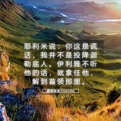 Picture 05 - 耶 利 米 书 37:14 CUVS - 耶 利 米 说 ： 你 这 是 谎 话 ， 我 - Bible Verse Picture