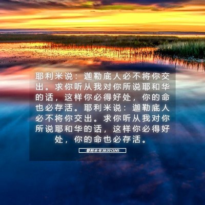Picture 05 - 耶 利 米 书 38:20 CUVS - 耶 利 米 说 ： 迦 勒 底 人 必 不 将 - Bible Verse Picture
