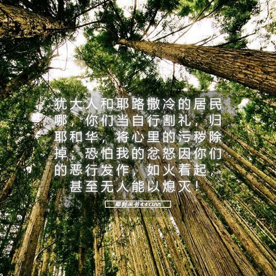 Picture 05 - 耶 利 米 书 4:4 CUVS - 犹 大 人 和 耶 路 撒 冷 的 居 民 哪 - Bible Verse Picture