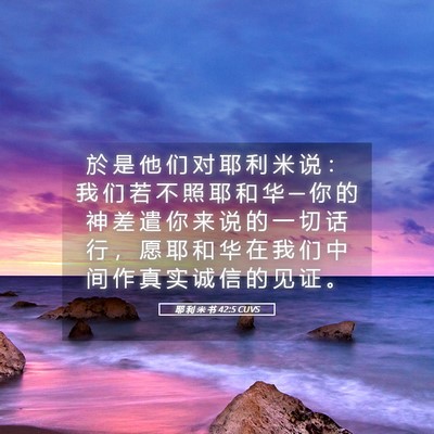 Picture 05 - 耶 利 米 书 42:5 CUVS - 於 是 他 们 对 耶 利 米 说 ： 我 们 - Bible Verse Picture