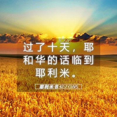 Picture 05 - 耶 利 米 书 42:7 CUVS - 过 了 十 天 ， 耶 和 华 的 话 临 到 - Bible Verse Picture