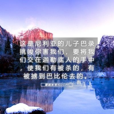 Picture 05 - 耶 利 米 书 43:3 CUVS - 这 是 尼 利 亚 的 儿 子 巴 录 挑 唆 - Bible Verse Picture