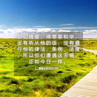 Picture 05 - 耶 利 米 书 44:23 CUVS - 你 们 烧 香 ， 得 罪 耶 和 华 ， 没 - Bible Verse Picture
