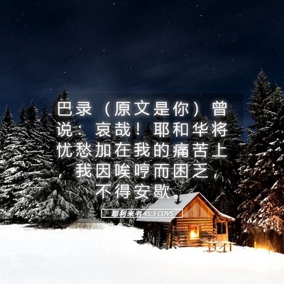 Picture 05 - 耶 利 米 书 45:3 CUVS - 巴 录 （ 原 文 是 你 ） 曾 说 ： 哀 - Bible Verse Picture