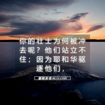 Picture 05 - 耶 利 米 书 46:15 CUVS - 你 的 壮 士 为 何 被 冲 去 呢 ？ 他 - Bible Verse Picture