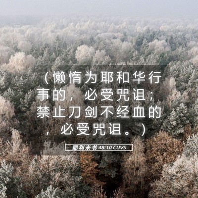 Picture 05 - 耶 利 米 书 48:10 CUVS - （ 懒 惰 为 耶 和 华 行 事 的 ， 必 - Bible Verse Picture