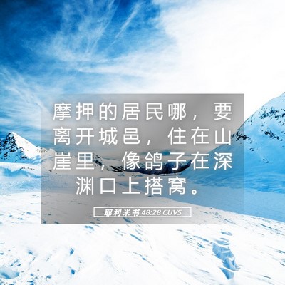Picture 05 - 耶 利 米 书 48:28 CUVS - 摩 押 的 居 民 哪 ， 要 离 开 城 邑 - Bible Verse Picture