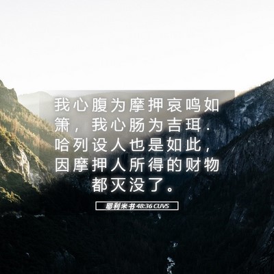 Picture 05 - 耶 利 米 书 48:36 CUVS - 我 心 腹 为 摩 押 哀 鸣 如 箫 ， 我 - Bible Verse Picture