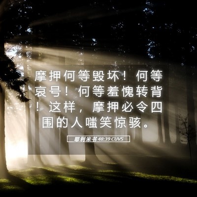 Picture 05 - 耶 利 米 书 48:39 CUVS - 摩 押 何 等 毁 坏 ！ 何 等 哀 号 ！ - Bible Verse Picture