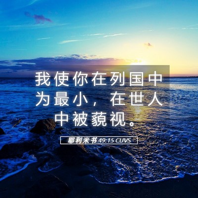 Picture 05 - 耶 利 米 书 49:15 CUVS - 我 使 你 在 列 国 中 为 最 小 ， 在 - Bible Verse Picture