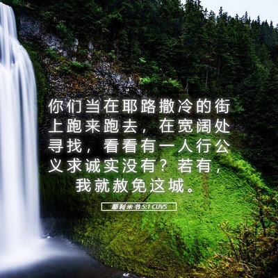 Picture 05 - 耶 利 米 书 5:1 CUVS - 你 们 当 在 耶 路 撒 冷 的 街 上 跑 - Bible Verse Picture