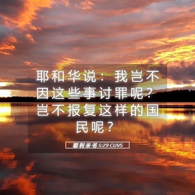 Picture 05 - 耶 利 米 书 5:29 CUVS - 耶 和 华 说 ： 我 岂 不 因 这 些 事 - Bible Verse Picture