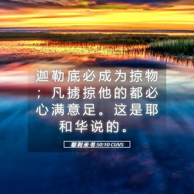 Picture 05 - 耶 利 米 书 50:10 CUVS - 迦 勒 底 必 成 为 掠 物 ； 凡 掳 掠 - Bible Verse Picture