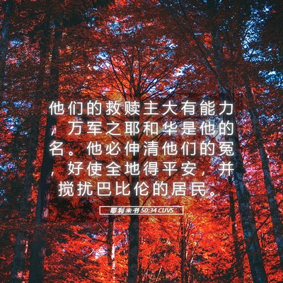Picture 05 - 耶 利 米 书 50:34 CUVS - 他 们 的 救 赎 主 大 有 能 力 ， 万 - Bible Verse Picture