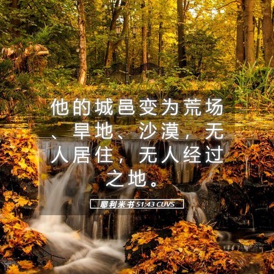 Picture 05 - 耶 利 米 书 51:43 CUVS - 他 的 城 邑 变 为 荒 场 、 旱 地 、 - Bible Verse Picture