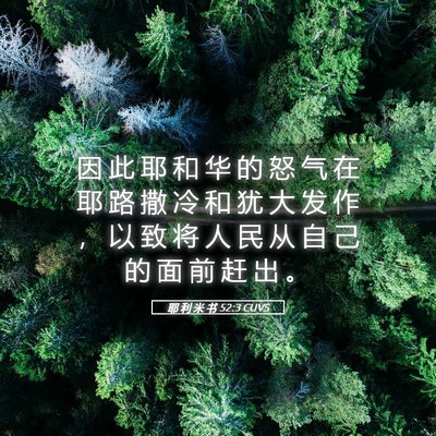 Picture 05 - 耶 利 米 书 52:3 CUVS - 因 此 耶 和 华 的 怒 气 在 耶 路 撒 - Bible Verse Picture