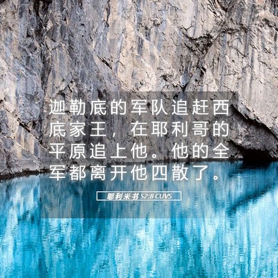 Picture 05 - 耶 利 米 书 52:8 CUVS - 迦 勒 底 的 军 队 追 赶 西 底 家 王 - Bible Verse Picture