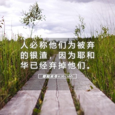 Picture 05 - 耶 利 米 书 6:30 CUVS - 人 必 称 他 们 为 被 弃 的 银 渣 ， - Bible Verse Picture