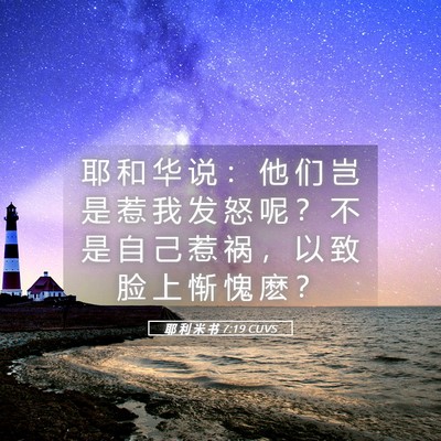 Picture 05 - 耶 利 米 书 7:19 CUVS - 耶 和 华 说 ： 他 们 岂 是 惹 我 发 - Bible Verse Picture