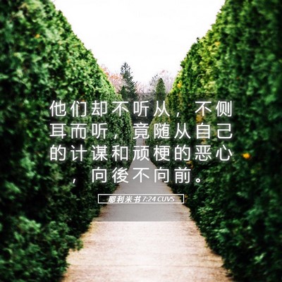 Picture 05 - 耶 利 米 书 7:24 CUVS - 他 们 却 不 听 从 ， 不 侧 耳 而 听 - Bible Verse Picture